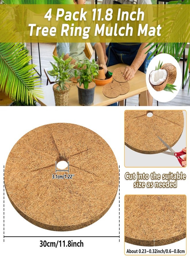 Legigo 4pcs Coconut Fiber Mulch Ring Tree Plant Protector Mat, 11.8 Inch Natural Coco Coir Tree Protection Ring Plant Pot Soil Cover, Tree Rings Disc Plant Cover for Indoor Outdoor Plants, Landscaping - Image 2