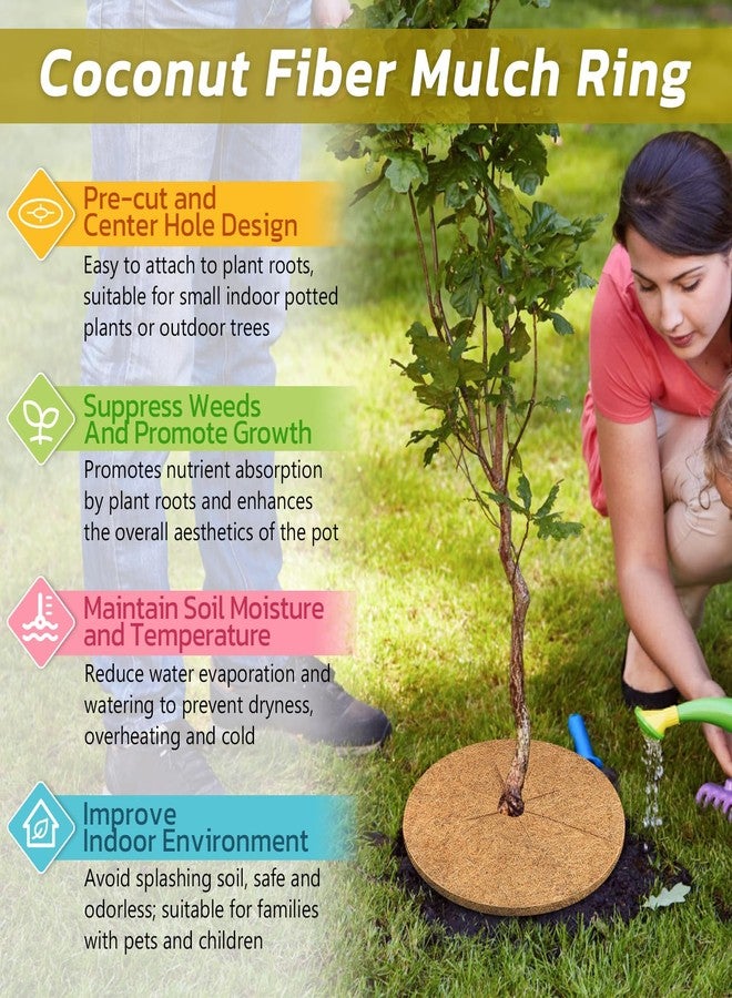 Legigo 4pcs Coconut Fiber Mulch Ring Tree Plant Protector Mat, 11.8 Inch Natural Coco Coir Tree Protection Ring Plant Pot Soil Cover, Tree Rings Disc Plant Cover for Indoor Outdoor Plants, Landscaping - Image 4