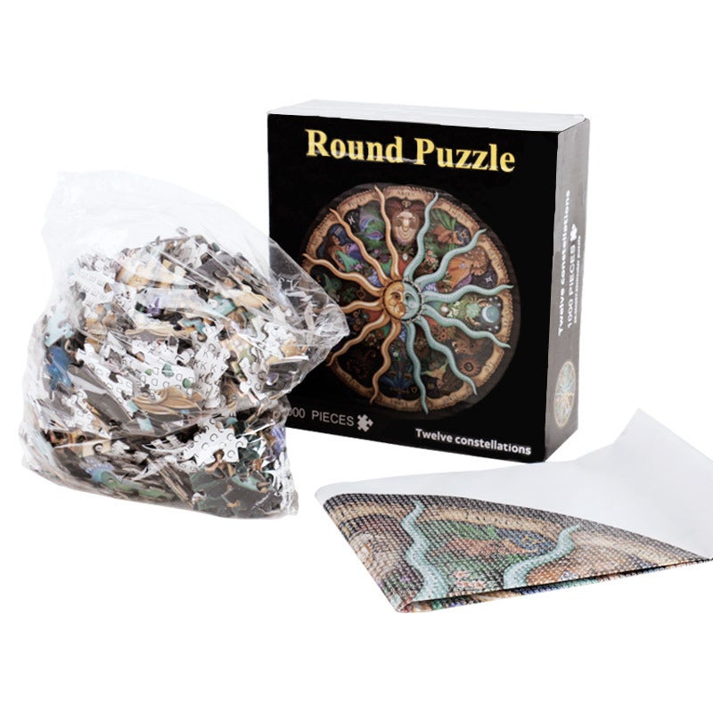 Adult 1000 Piece Puzzle Rainbow Earth Moon Big Round Plane Puzzle Toy For Children - Image 5
