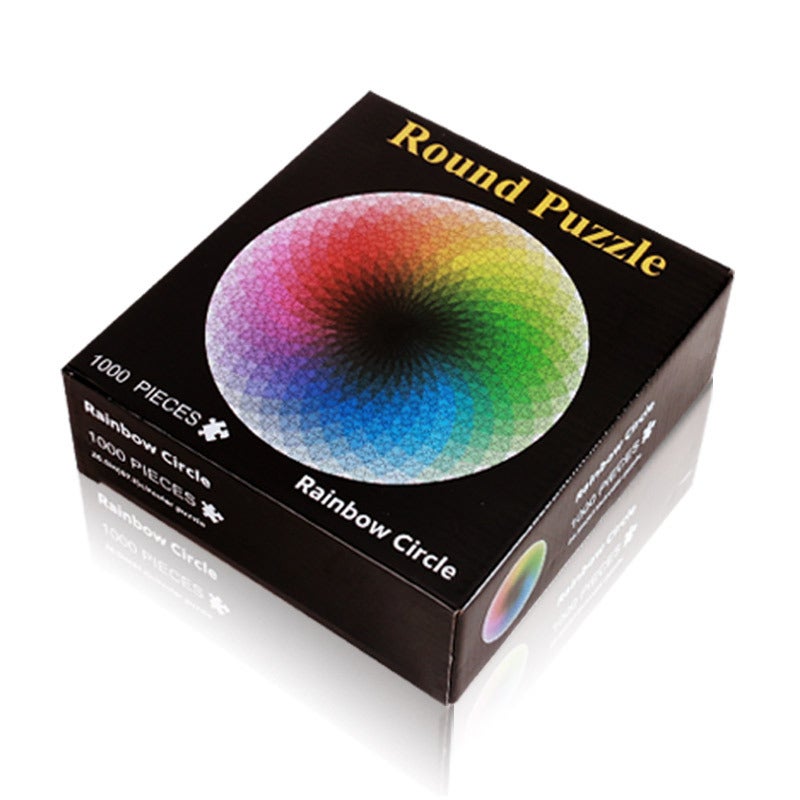 Adult 1000 Piece Puzzle Rainbow Earth Moon Big Round Plane Puzzle Toy For Children - Image 1