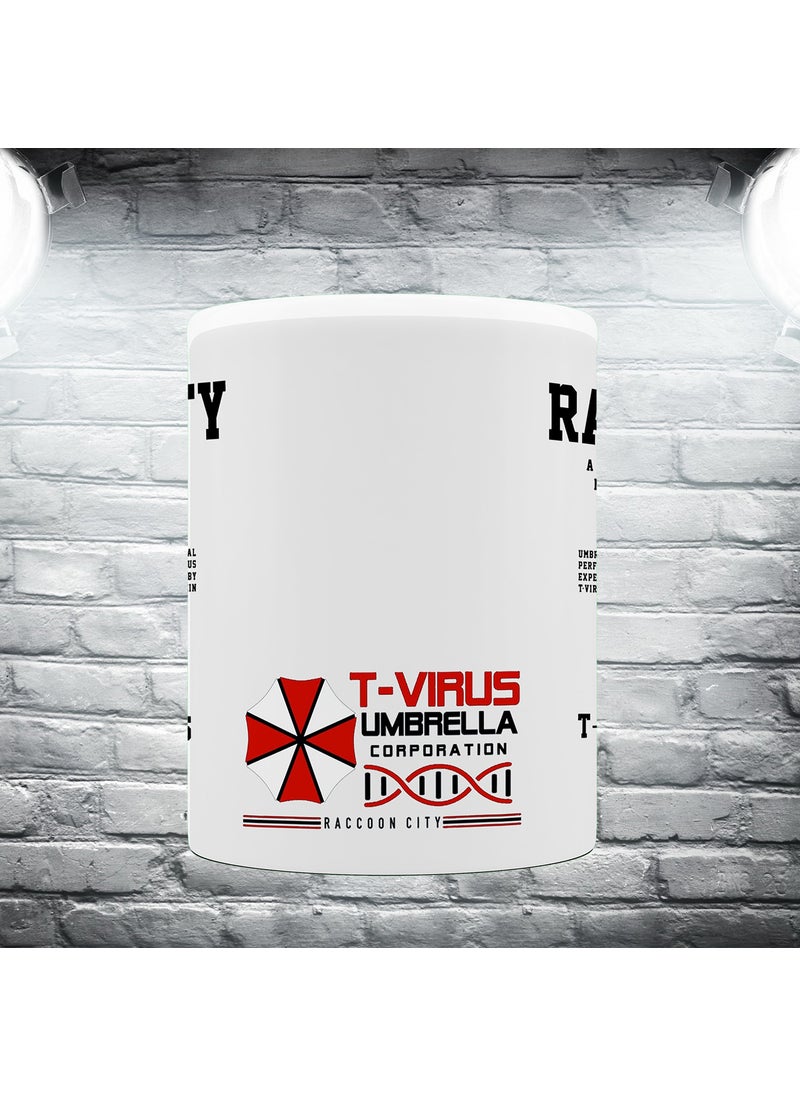 Remonz - Resident Evil Raccoon City Umbrella Corp. 3 Sided Printed White Porcelain Mug - Image 1