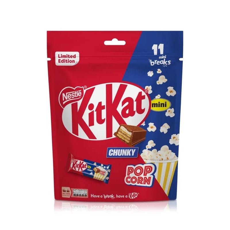Nestle Kitkat Chunky Mini Popcorn Milk Chocolate Bar Pouch- 11breaks