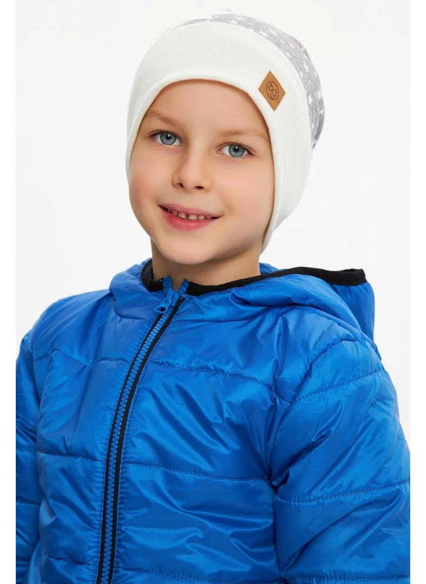 Babygiz Gray Baby Boy PomPom Beanie Neck Collar Set Soft Double Layer 100% Natural Cotton