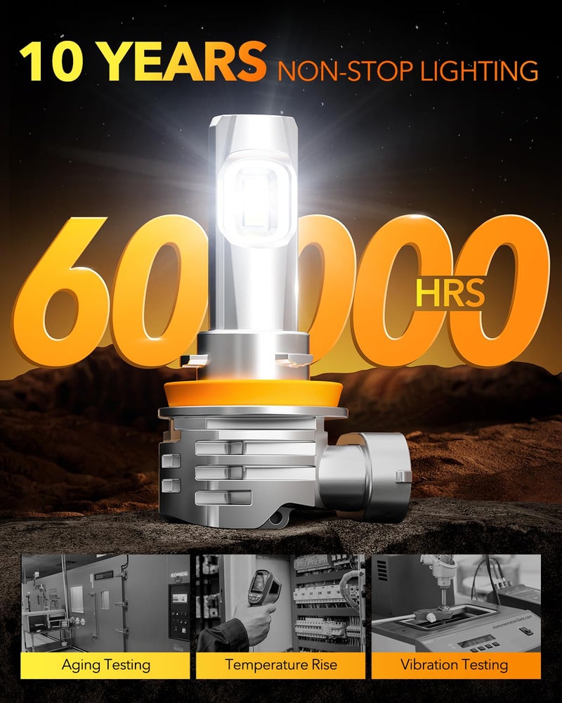 OXILAM H11 LED Bulbs, 30000 Lumens 800% Ultra-Bright, 6500K Pure White H8 H9 Fog Light, Easy Plug-N-Play Installation, IP68 Waterproof, Pack of 2 - Image 3