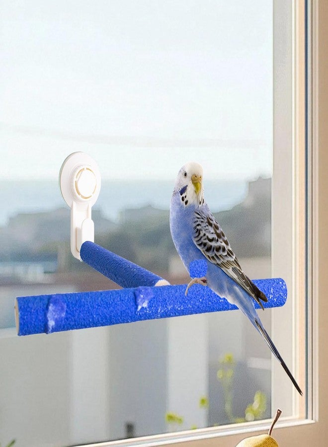 OOXYG Bird Window Perch Stand with Suction Cup for Small and Medium Birds, T-Shape Quartz-Sands Wood Perch, Perfect for Indoor Window Viewing - Image 5