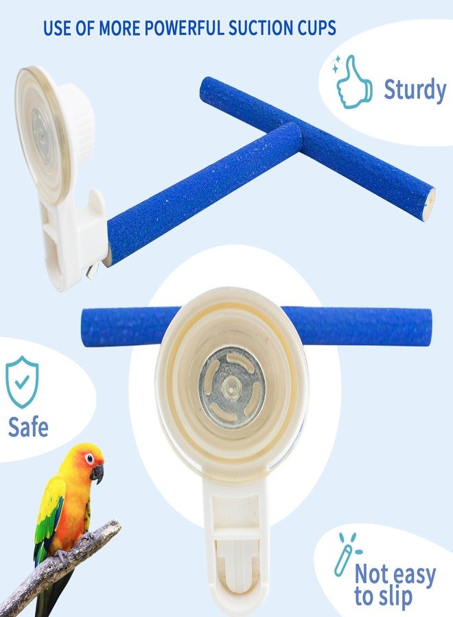 OOXYG Bird Window Perch Stand with Suction Cup for Small and Medium Birds, T-Shape Quartz-Sands Wood Perch, Perfect for Indoor Window Viewing - Image 4