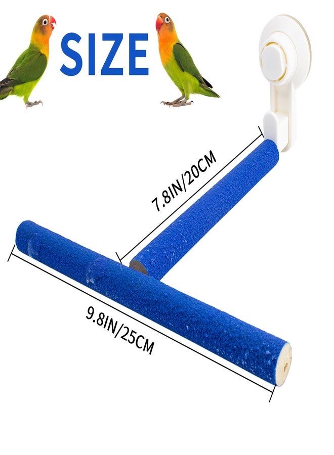 OOXYG Bird Window Perch Stand with Suction Cup for Small and Medium Birds, T-Shape Quartz-Sands Wood Perch, Perfect for Indoor Window Viewing - Image 3