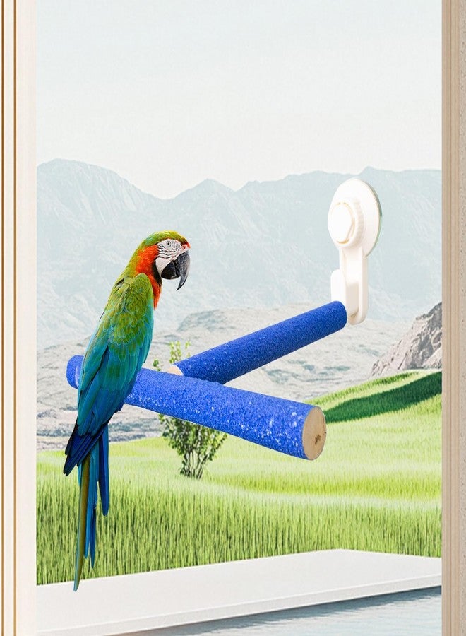 OOXYG Bird Window Perch Stand with Suction Cup for Small and Medium Birds, T-Shape Quartz-Sands Wood Perch, Perfect for Indoor Window Viewing - Image 2