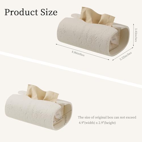 Haocoott Tissue Box Cover Rectangle, Resin Facial Tissue Holder Covers Toilet Paper Holder, Tissue Holders Decorative Paper Dispenser Home Decor for Bathroom Kitchen Bedroom Living Room Office Cream - Image 5