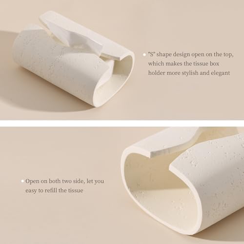 Haocoott Tissue Box Cover Rectangle, Resin Facial Tissue Holder Covers Toilet Paper Holder, Tissue Holders Decorative Paper Dispenser Home Decor for Bathroom Kitchen Bedroom Living Room Office Cream - Image 3
