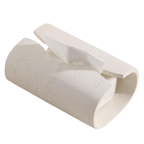 Haocoott Tissue Box Cover Rectangle, Resin Facial Tissue Holder Covers Toilet Paper Holder, Tissue Holders Decorative Paper Dispenser Home Decor for Bathroom Kitchen Bedroom Living Room Office Cream - Image 1