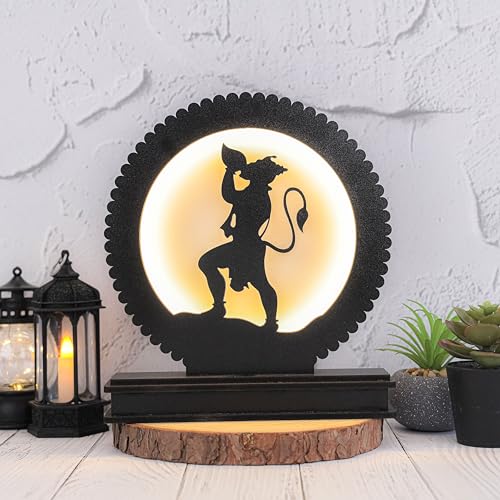 LASER ART Ethereal Hanuman LED Backlit Table Lamp - 8.25" Illuminated MDF Wooden & Acrylic Light With Power Adapter For Worship & Home Decor - Image 1