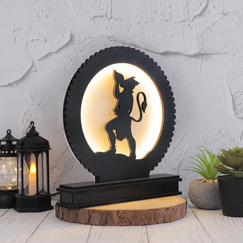 LASER ART Ethereal Hanuman LED Backlit Table Lamp - 8.25" Illuminated MDF Wooden & Acrylic Light With Power Adapter For Worship & Home Decor - Image 2