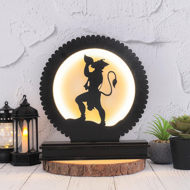 LASER ART Ethereal Hanuman LED Backlit Table Lamp - 8.25" Illuminated MDF Wooden & Acrylic Light With Power Adapter For Worship & Home Decor - Image 5