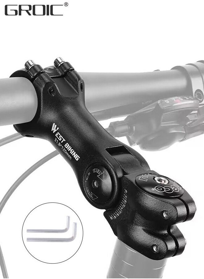 GROIC Adjustable MTB Stem 31.8mm - 120mm 60 Degree Bike Stem Riser for Handlebar - Aluminum Alloy Mountain Bike Handlebar Riser Extender for MTB Road City Bike Bicycle  - Image 1