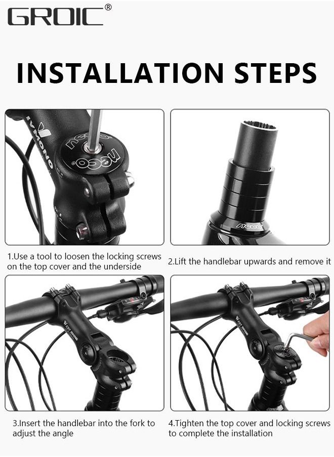 GROIC Adjustable MTB Stem 31.8mm - 120mm 60 Degree Bike Stem Riser for Handlebar - Aluminum Alloy Mountain Bike Handlebar Riser Extender for MTB Road City Bike Bicycle  - Image 5