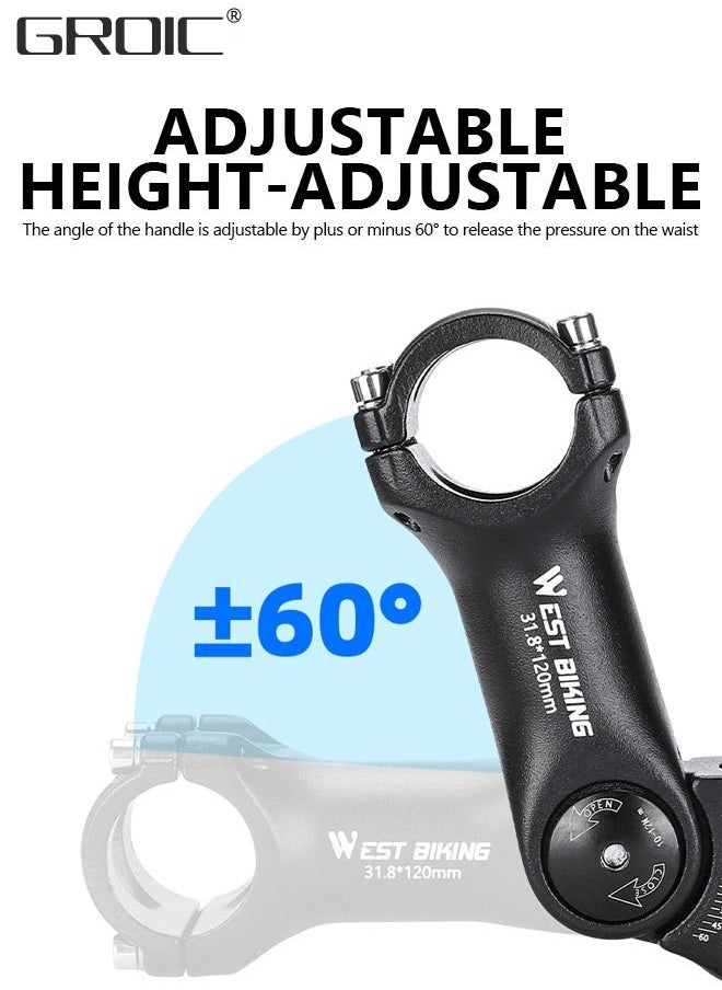 GROIC Adjustable MTB Stem 31.8mm - 120mm 60 Degree Bike Stem Riser for Handlebar - Aluminum Alloy Mountain Bike Handlebar Riser Extender for MTB Road City Bike Bicycle  - Image 4