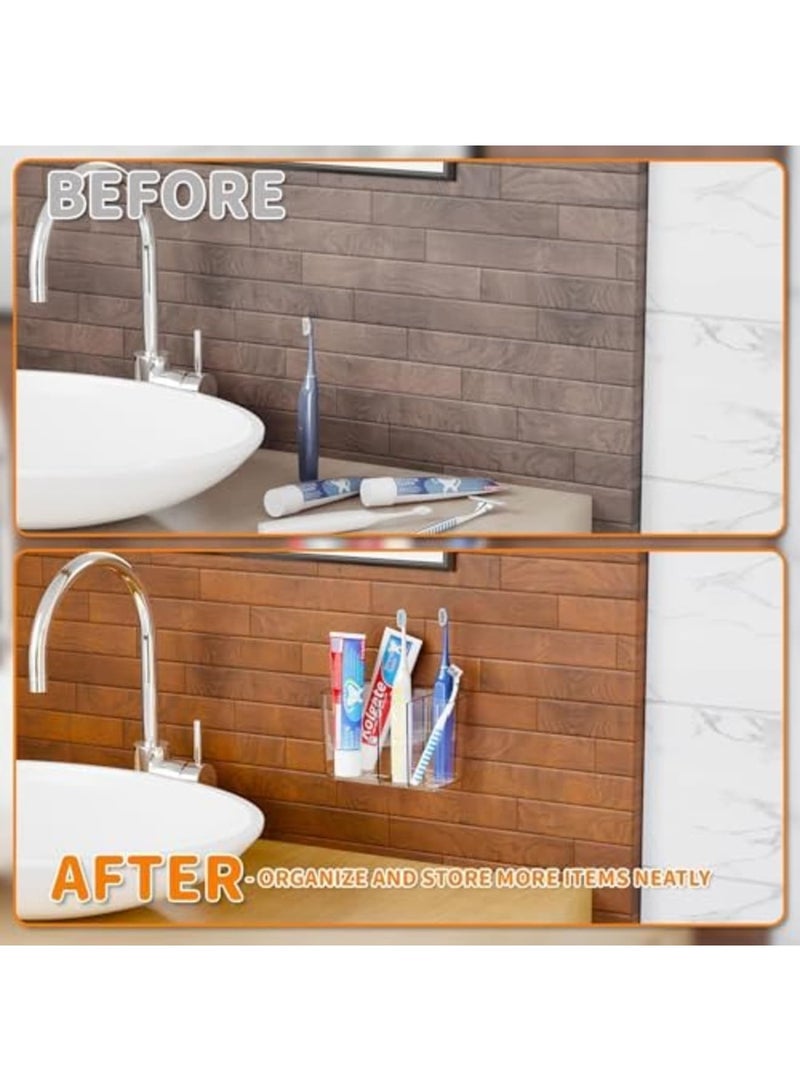 SYOSI Toothpaste Holder for Bathroom Countertop Wall Mounted – 5 Slots Electric Toothbrush Stand, Kids Toothbrush Organizer and Storage for Family, Farmhouse - Image 2