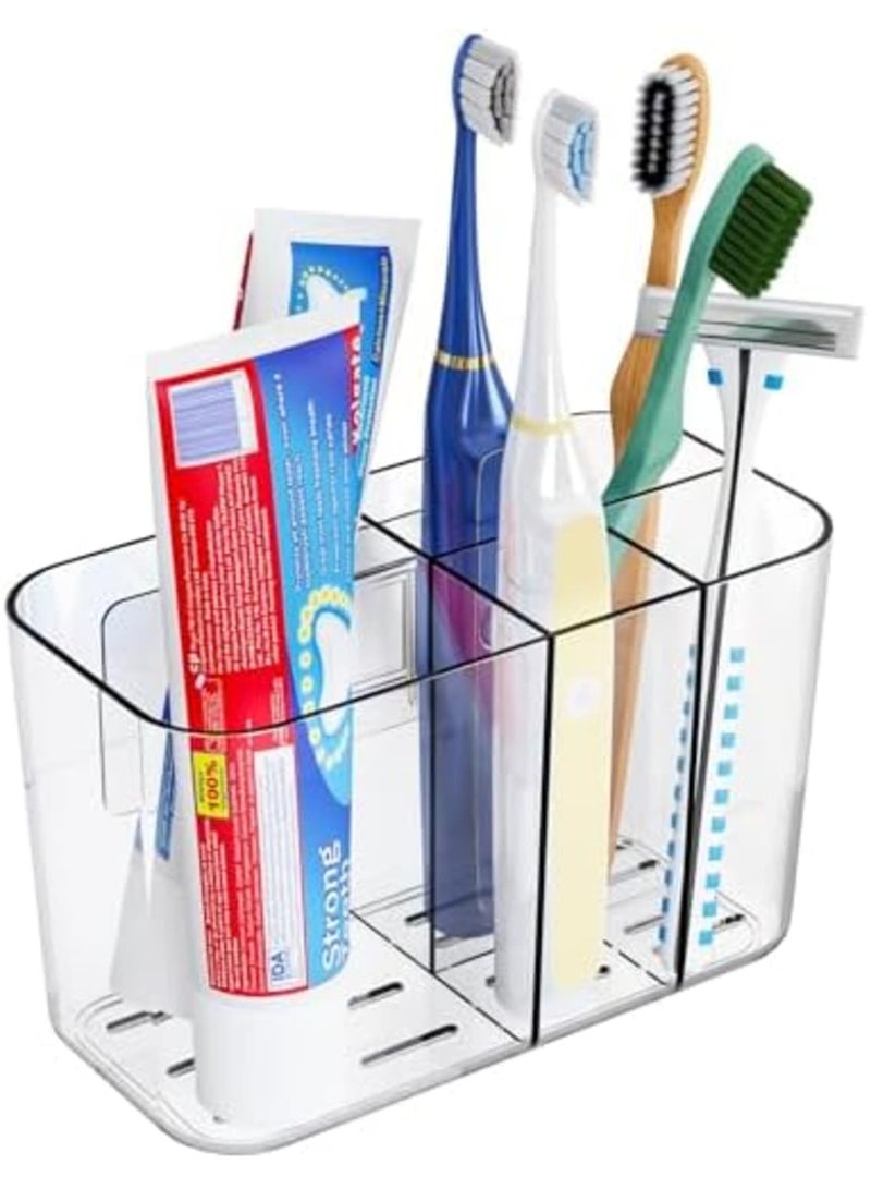 SYOSI Toothpaste Holder for Bathroom Countertop Wall Mounted – 5 Slots Electric Toothbrush Stand, Kids Toothbrush Organizer and Storage for Family, Farmhouse - Image 1