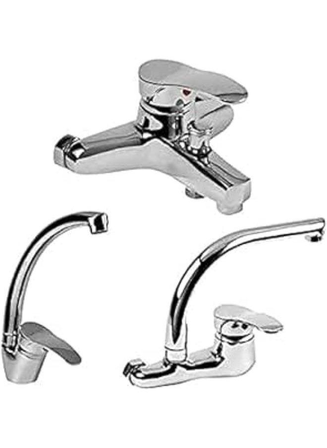 Shams Italian Mixers Set, Bathtub, Kitchen And Basin Mixer - 3 Pieces  - Image 1