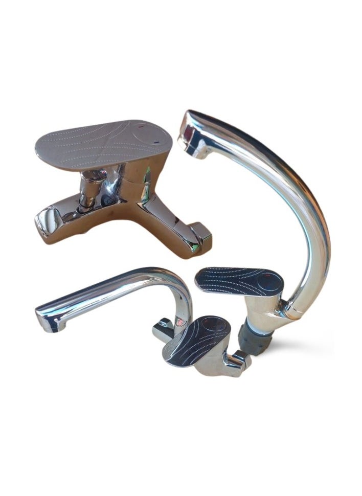 Shams Italian Mixers Set, Bathtub, Kitchen And Basin Mixer - 3 Pieces  - Image 2