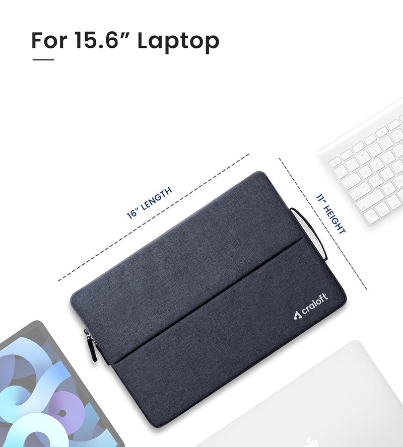 CRALOFT 15–15.6 Inch Laptop Sleeve Cover Bag with Charger Pouch – Slim, Water-Resistant & Protective Case for MacBook, Dell, HP, Lenovo – Ideal for Office & Travel Use (Grey_L25) - Image 2