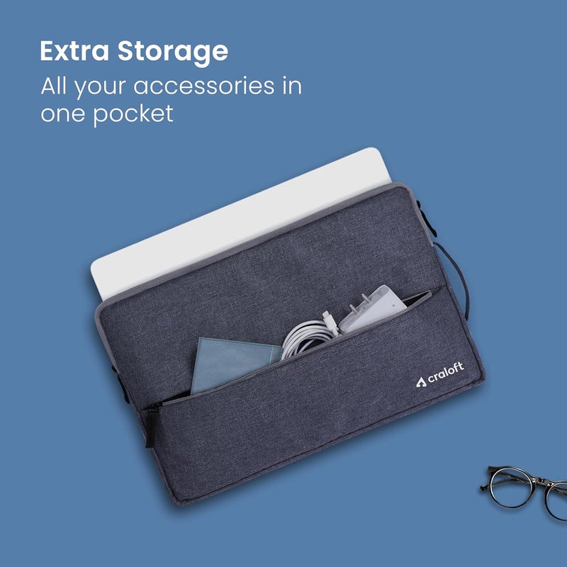 CRALOFT 15–15.6 Inch Laptop Sleeve Cover Bag with Charger Pouch – Slim, Water-Resistant & Protective Case for MacBook, Dell, HP, Lenovo – Ideal for Office & Travel Use (Grey_L25) - Image 5