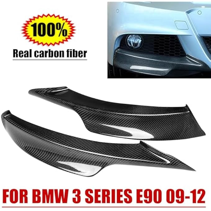 FINMOKAL Real Carbon Fiber Front Bumper Lip Splitter Spoiler Compatible with BMW 3 Series E90 M Sport 325i 330i 335i LCI Sedan 4-Door 2009-2012 - Image 2