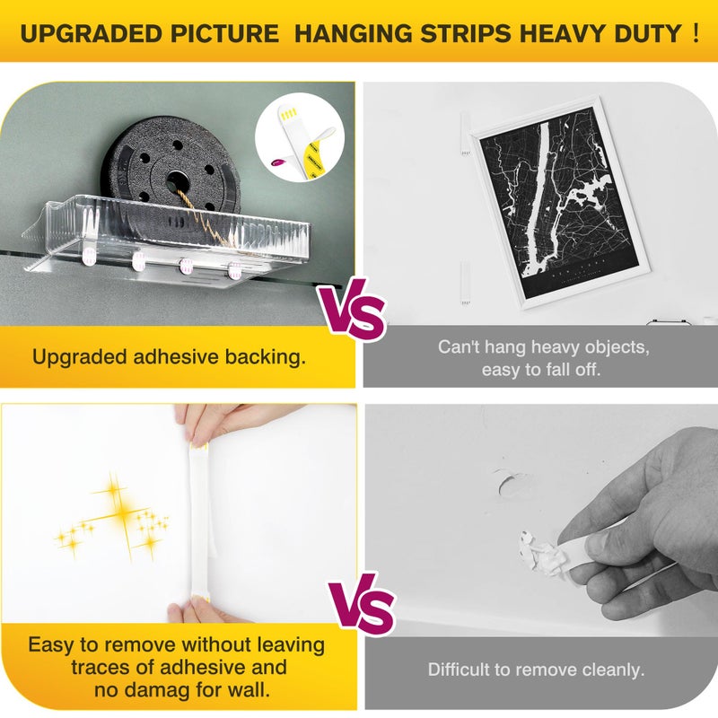 EMITEVER Picture Hanging Strips Heavy Duty, Damage Free Picture Hangers for Walls, Picture Hanging Kit, Hanging Hooks Without Nails, Medium Adhesive Wall Strips for Poster Sticky 20-Pairs (40 Strips) - Image 4