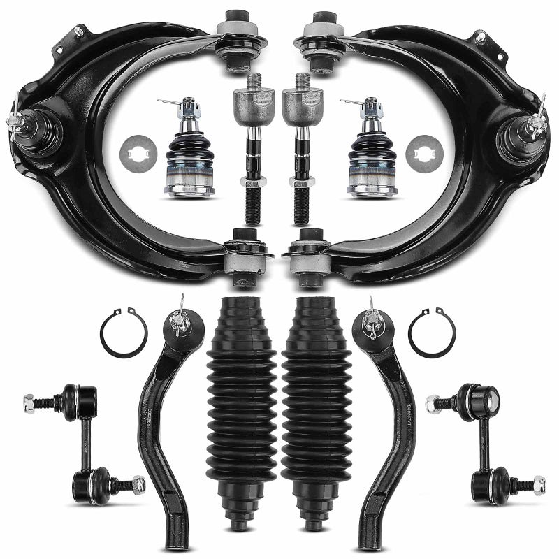 مجموعة متميزة من 12 ذراع تحكم علوي أمامي رابط قضيب التوازن كرة مفصل سفلي نهاية قضيب التوجيه الداخلية والخارجية متوافقة مع هوندا أكورد 2003 2004 2005 2006