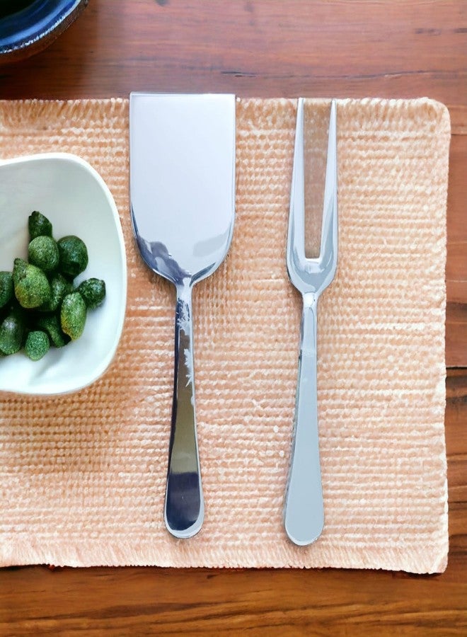 Kiah DECORE Presents Stainless Steel Cheese Slicer & Fork in Silver | Perfect for Your Kitchen or Dining Table (Set of 1) - Image 2