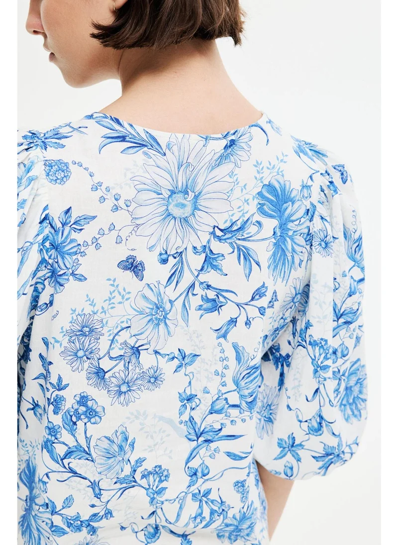 اتش اند ام Linen-blend blouse