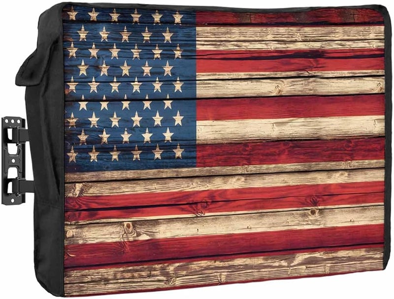 Vintage American Flag Outdoor TV Cover 30 to 32 Inches Weatherproof Waterproof Brown Red Blue - Image 1