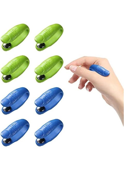 8 Pieces Acupressure Hand Clip for Migraine Relief and Relaxation in Green and Blue