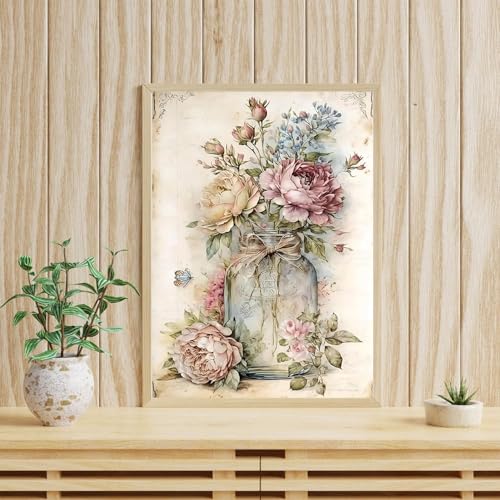 ARPADAMO Diamond Art Kits for Adults,5D Vintage Boho Diamond Painting DIY Flower Diamond Art Diamond Painting Kit for Adult,Round Full Drill Diamonds, Diamond Art Kits for Home Decor-12x16inch - Image 2