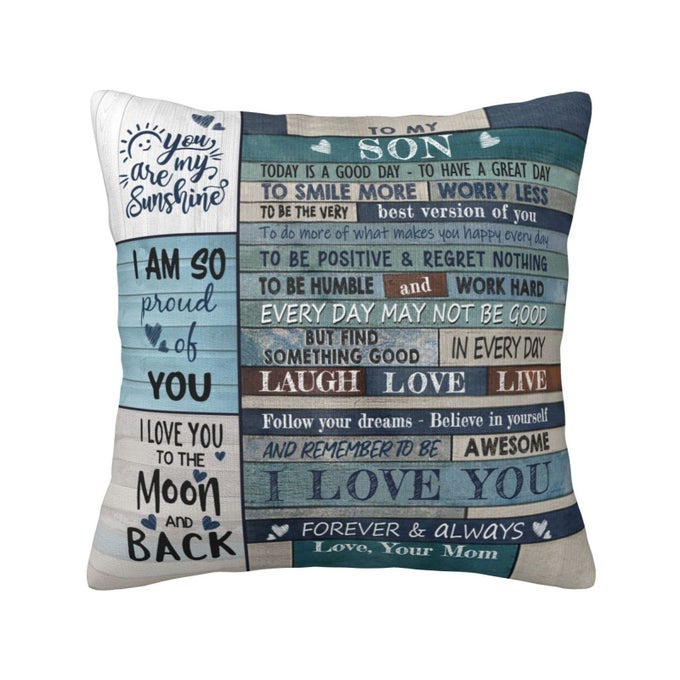 FATHERS DAY SON GIFTS FROM MOM GIFTS FOR ADULT SON GROWN SONS GIFT SONS GRADUATION BIRTHDAY GIFT FROM MOM THROW PILLOW COVERS 18 X 18 INCH