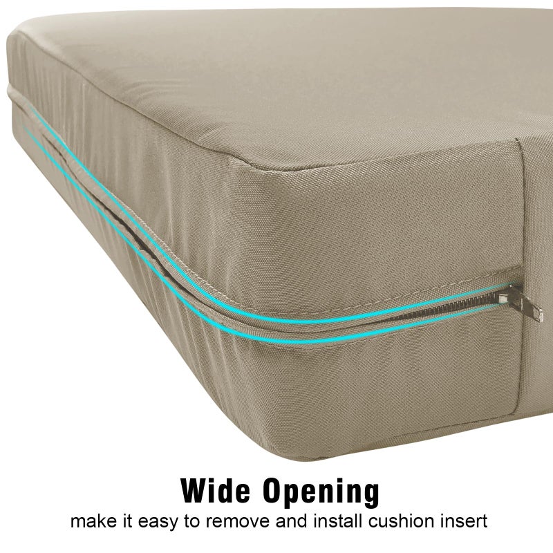 GUEGLSA Replacement Outdoor Cushion Covers 24x24x5 inch, Waterproof Patio Seat Cushion Slipcovers, Chair Cushion Slip Cover, Set of 2, Khaki - Image 4