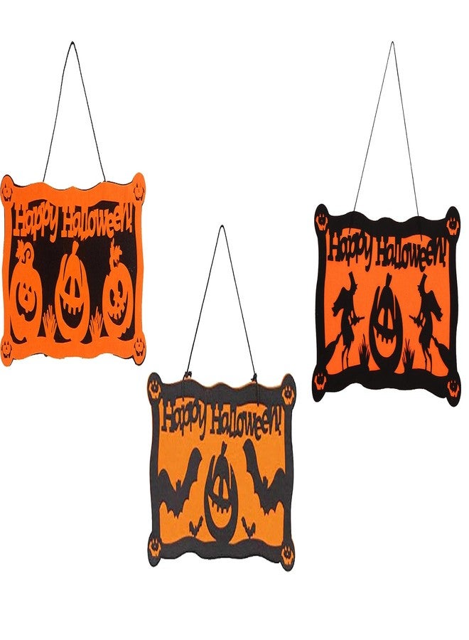 JAGMAG® 1 pcs Halloween Hanging Decorations- Happy Halloween Party Plate Banner Halloween Door Sign Felt Decorative Novelty Festival Funny Front Door Decor Hanging Door Decoration Felt Party Wall - Image 1