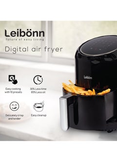 Leibonn Easy Fry Max Digital Air Fryer, 3.5L, 10in1, Uses No Oil, Air Fry, Extra Crisp, Roast, Bake, Reheat, Dehydrate, 6 Portions, Non-Stick, Dishwasher Safe Baskets  - Image 3