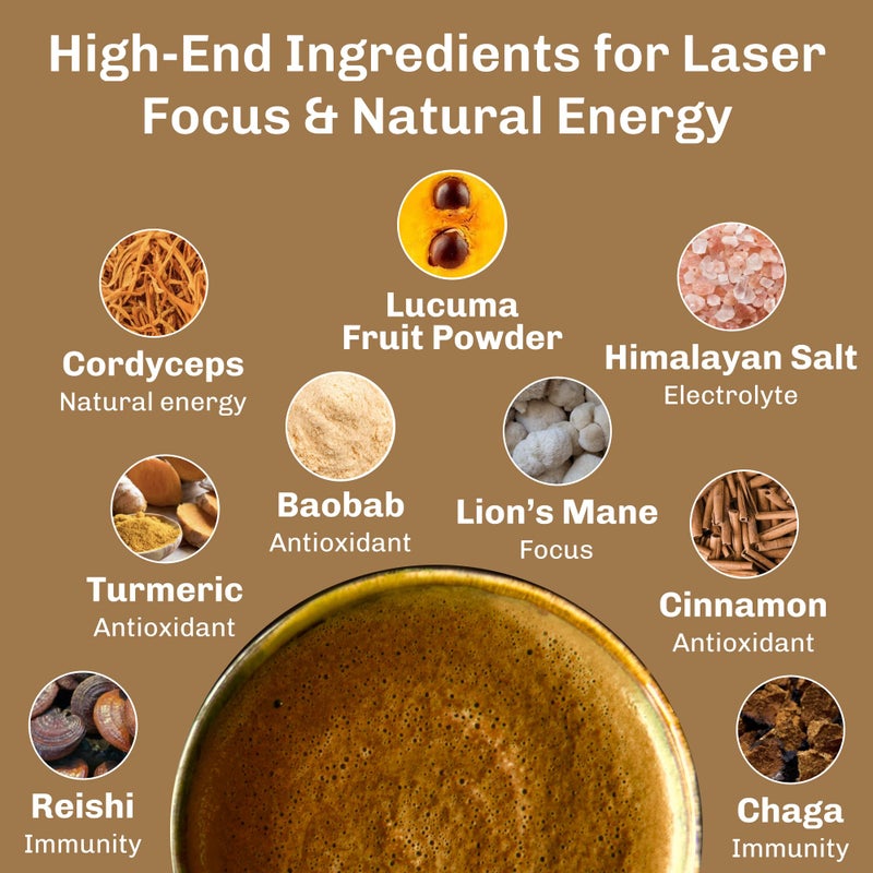 MUD\WTR Turmeric Decaf Mushroom Drink | Zero Caffeine | USDA Organic Mushroom Coffee Alternative | USA Grown | Focus & Immunity Support | Lion's Mane, Chaga, Reishi, Cordyceps | 30 Servings - Image 3