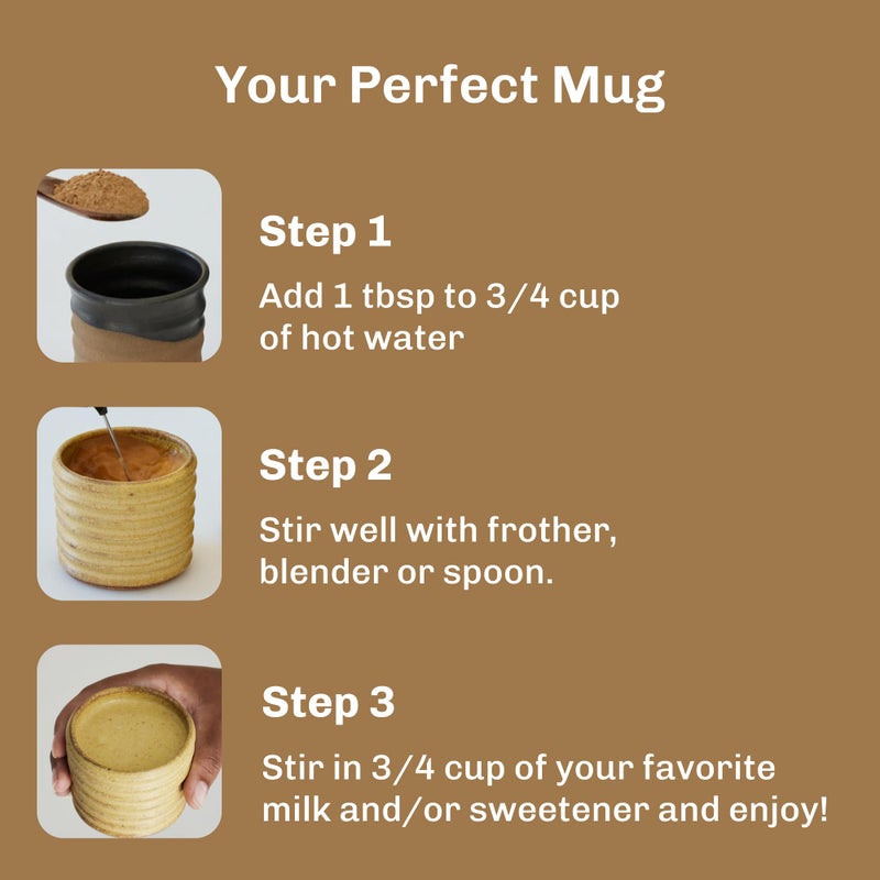 MUD\WTR Turmeric Decaf Mushroom Drink | Zero Caffeine | USDA Organic Mushroom Coffee Alternative | USA Grown | Focus & Immunity Support | Lion's Mane, Chaga, Reishi, Cordyceps | 30 Servings - Image 4