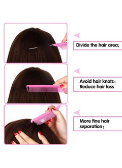 Patelai 6 Pieces Parting Comb Rat Tail Hair Comb Cutting Comb Set Pintail Comb Carbon Fiber Teasing Comb Styling Comb With Stainless Steel Handle For Braids Salon Home Supplies (Pink)  - Image 5