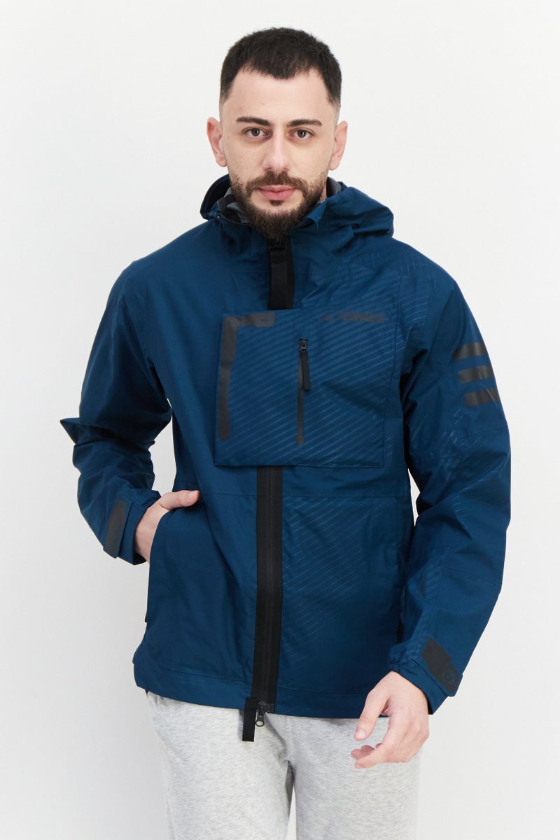 Adidas Men Sportswear Fit Hooded Training Jacket, Teal Blue - Image 1