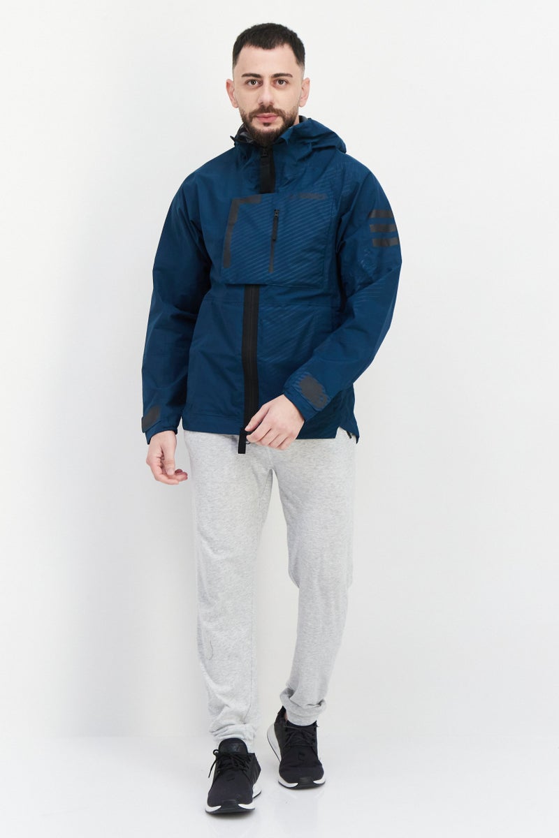 Adidas Men Sportswear Fit Hooded Training Jacket, Teal Blue - Image 3