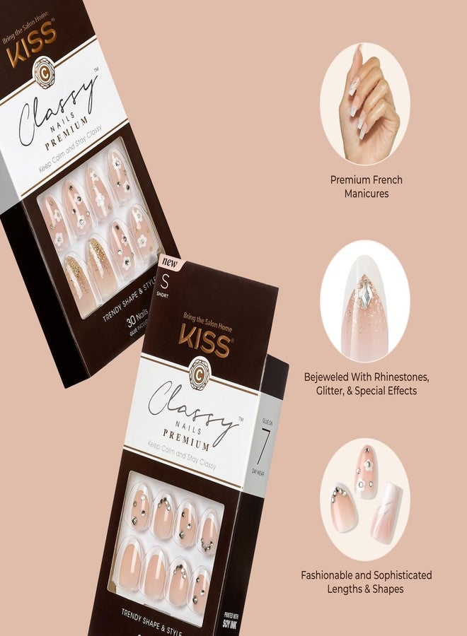 KISS Classy, Press On Nails, Nail glue included, 'Gleamin', Pink, Medium Size, Almond Shape, Includes 30 Nails, 2g Glue, 1 Manicure Stick, 1 Mini file - Image 4