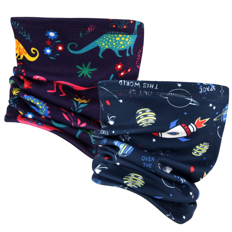MCTi Kids Neck Gaiter Warmer Winter Fleece Scarves Face Masks 2 Packed for Snow Skiing Snowboarding - Image 1
