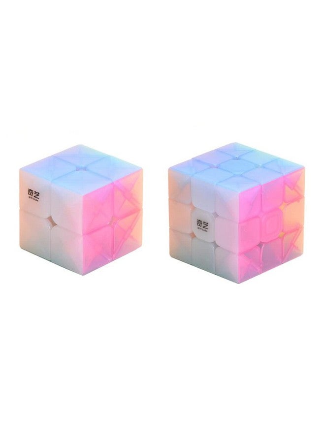 CuberSpeed Bundle Speed Cube Set Qidi S Jelly 2X2 Magic Cube And Warrior W 3X3 Stickerless Jelly Speed Cube - Image 1
