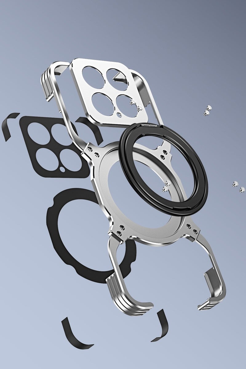 general Premium Magnetic Aluminum Metal Case for Xiaomi 15 - Shockproof Slim Protective Cover with 360° Rotatable Kickstand, For Magsafe Compatible Holder - Image 3