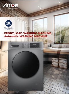 Arrow 10KG Front loading Automatic Washing Machine, 1400rpm Max. Spin Speed, 16 Programs, Dark Silver Color, Auto Balance System, Child Lock, Fault Check, LED Display, BLDC Motor | Model Name: RO-11FWTS-01  - Image 2