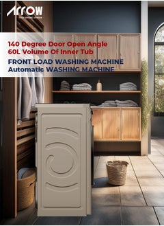 Arrow 10KG Front loading Automatic Washing Machine, 1400rpm Max. Spin Speed, 16 Programs, Dark Silver Color, Auto Balance System, Child Lock, Fault Check, LED Display, BLDC Motor | Model Name: RO-11FWTS-01  - Image 3